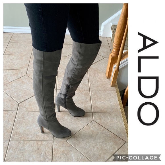 Aldo Shoes - Aldo High Over The Knee Suede Gray Boots Tall 9